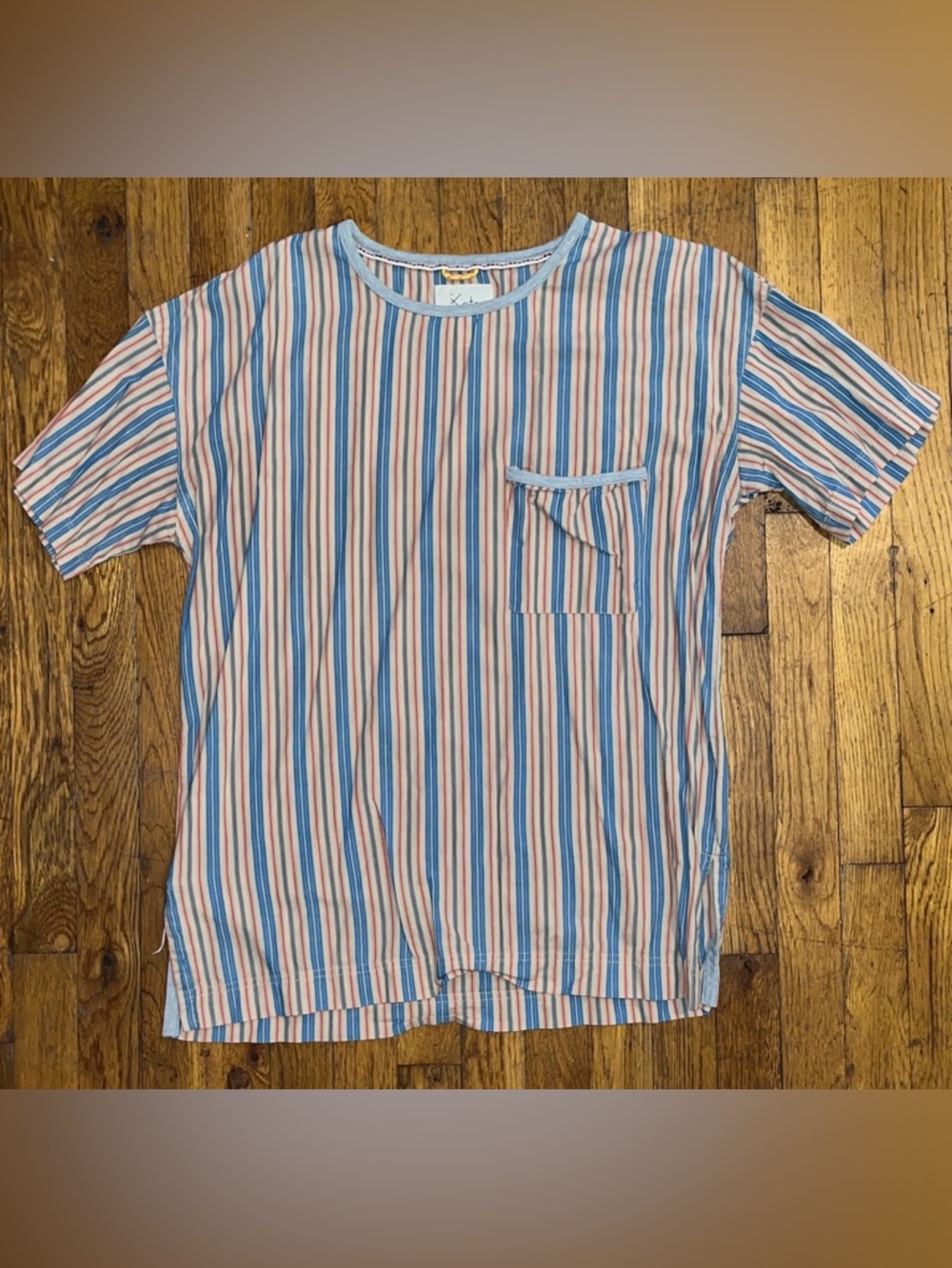 Koto Japanese streetwear Casual Striped Cotton Pocket T Shirt - Men’s Sz M